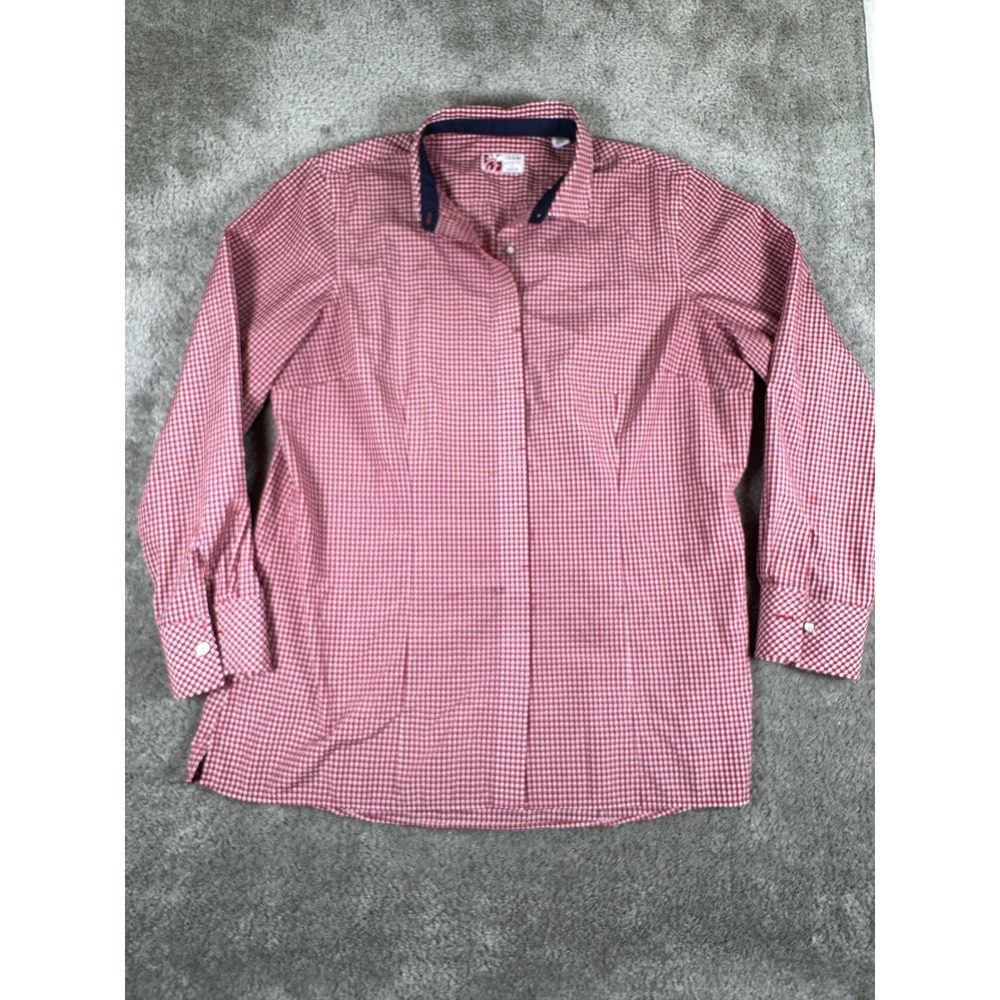 Chick-fil-A Team Style Oobe Womens XL Red Gingham Button Up Shirt Long Sleeve